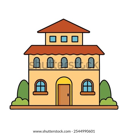 A Mediterranean duplex blends coastal charm with elegance, featuring stucco walls, red-tiled roofs, and arched doorways. Often includes balconies, warm tones, and lush landscaping.
