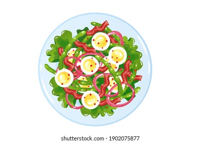 Mediterranean Eggs Boiled Egg With Salad vector illustration isolated on white background