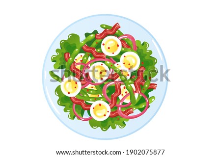 Mediterranean Eggs Boiled Egg With Salad vector illustration isolated on white background