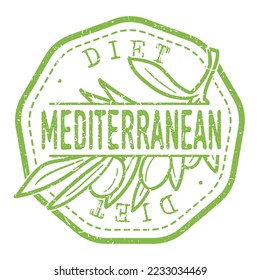 Mediterranean Food Original Stamp. Design Vector Badge Art. Healthy Diet Quality Badge.