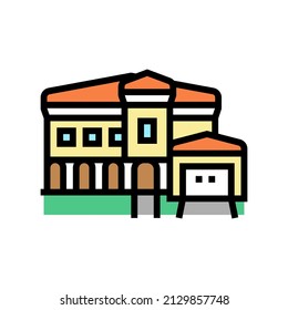 Farbsymbol des mediterranen Hauses, Vektorgrafik. Schild des mediterranen Hauses. einzelne Symbolillustration