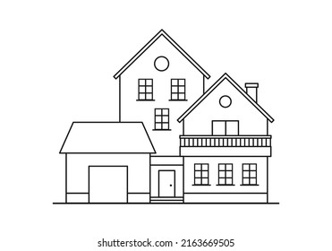 Mediterranean House Outline Icon Vector Illustration Stock Vector ...