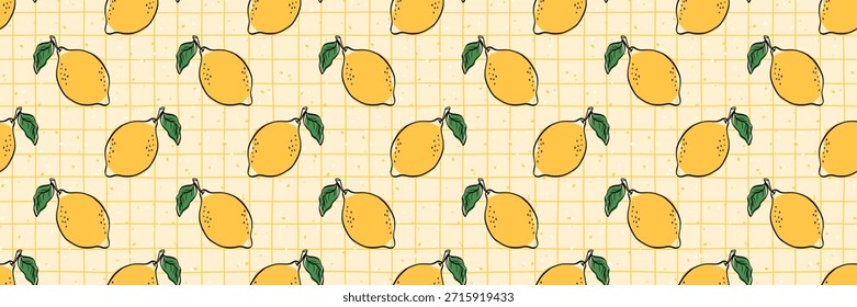 Mediterranean lemon seamless pattern. Ideal for kitchen graphics, Italian-themed prints, and summer branding.