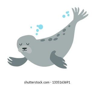 Mediterranean monk seal icon vector illustration. Cartoon style partridge animals, isolated on a white background