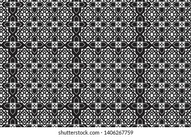 mediterranean moroccan zellij pattern, geometric repeated elements,vector illustration.