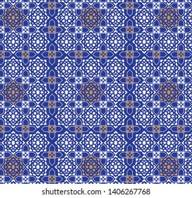 mediterranean moroccan zellij pattern, geometric repeated elements,vector illustration.