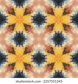 Mediterranean mosaic seamless pattern design, Repeat textile design. Fabric print