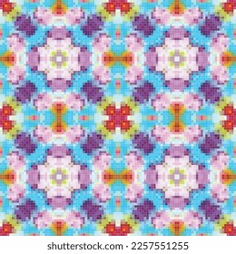 Mediterranean mosaic seamless pattern design, Repeat textile design. Fabric print