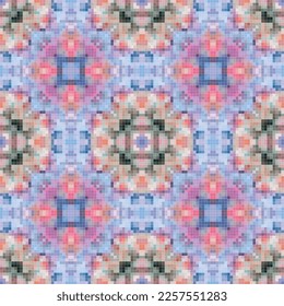 Mediterranean mosaic seamless pattern design, Repeat textile design. Fabric print