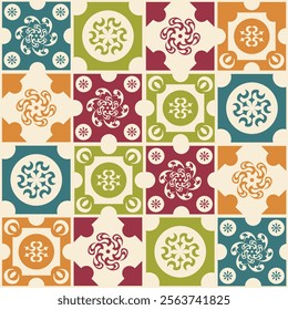 Mediterranean Motifs for Tiles. Mediterranean Textiles and Ornament Art. Set of Tile Patterns Inspired by Spanish, Portuguese, and oriental traditions. Azulejo and Folk Patterns: Ikat, Baroque. 