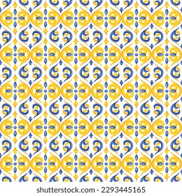 Mediterranean pattern blue and yellow theme