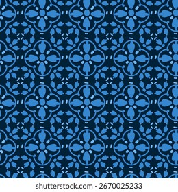 Mittelmeer-Muster nahtlos, dunkelblau azulejo Thema, Vektorgrafik