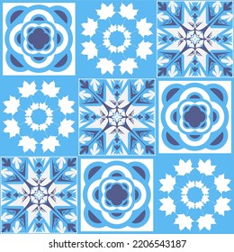 Baldosas de porcelana mediterránea, patrón azul para la decoración de las paredes, azulejo talavera ilustración de estilo español