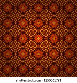 Mediterranean seamless brown, red and orange ornament. Vector tile pattern, Lisbon floral mosaic.