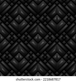 Mediterranean style ceramic tile pattern Ethnic folk ornament Dark black seamless geometric pattern Vintage oriental decorative elements background