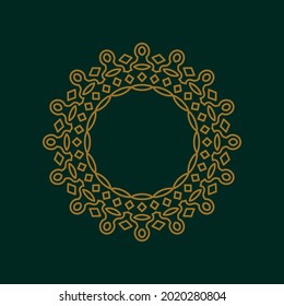 
Mediterranean style frame, eastern ornament, round design element, vector