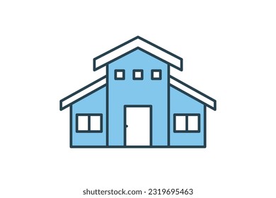 Mediterranean style house icon. Icon related to real estate, hotel, building. Flat line icon style design. Simple vector design editable