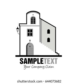 Mediterranean style house isolated on white background. Ideal brand for real estate