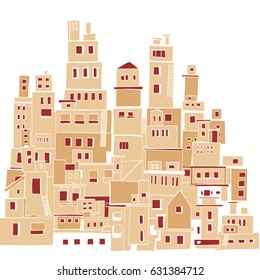 Mediterranean town, sunny village, Indian slums