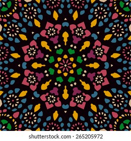 Mediterranean traditional floral decor, eastern seamless pattern, vintage background, vector