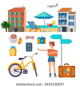 mediterranean vacation with flat design symbols