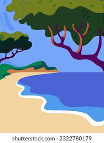 ilustración vectorial de color de vista mediterránea