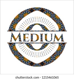 Medium arabic style badge. Arabesque decoration.