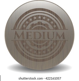 Medium badge with wood background