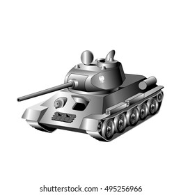 Medium battle tank isolated on white background. Vector illustration.
