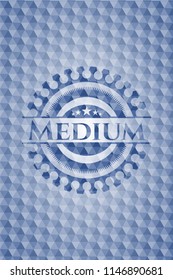 Medium blue hexagon badge.