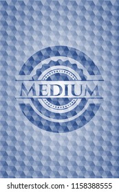 Medium blue hexagon badge.