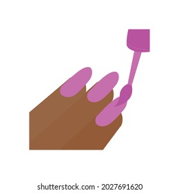 Medium Dark skin tone vector emoji purple nail polish