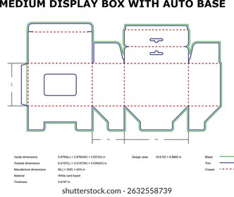 Medium display box diecut template auto base design