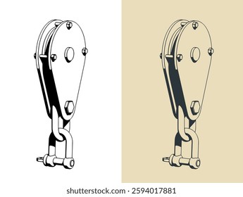 Medium duty suspended single reel hanging sheave block