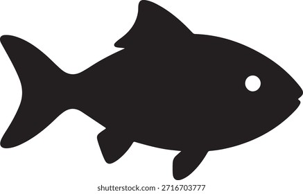 Silhueta de peixe médio, ilustração de vetor aquático plano limpo