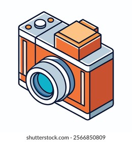 Medium Format Camera flat vector illustration white background 