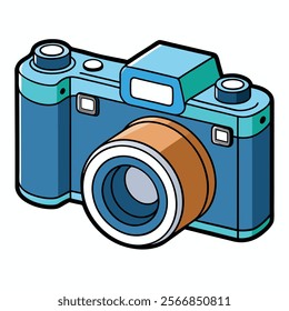 Medium Format Camera flat vector illustration white background 