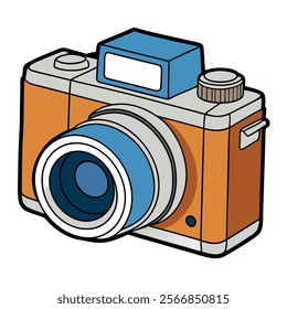 Medium Format Camera flat vector illustration white background 