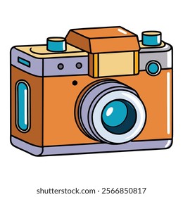 Medium Format Camera flat vector illustration white background 