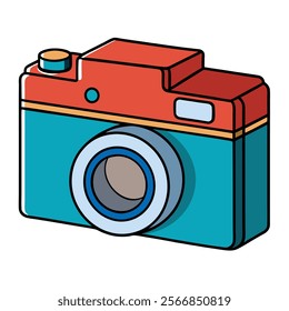 Medium Format Camera flat vector illustration white background 