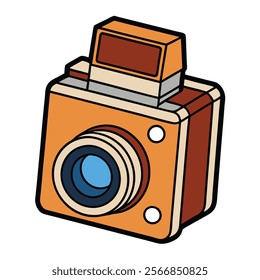 Medium Format Camera flat vector illustration white background 