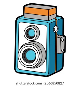 Medium Format Camera flat vector illustration white background 