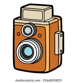 Medium Format Camera flat vector illustration white background 