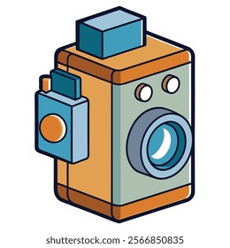 Medium Format Camera flat vector illustration white background 