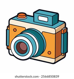 Medium Format Camera flat vector illustration white background 