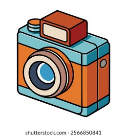 Medium Format Camera flat vector illustration white background 