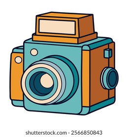 Medium Format Camera flat vector illustration white background 