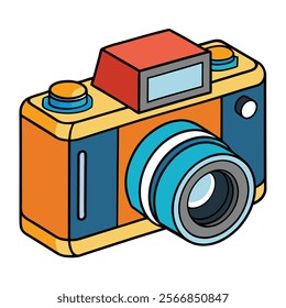 Medium Format Camera flat vector illustration white background 