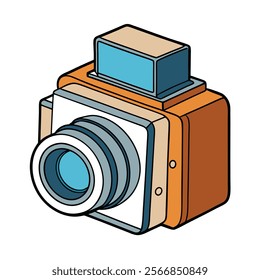 Medium Format Camera flat vector illustration white background 