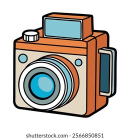 Medium Format Camera flat vector illustration white background 